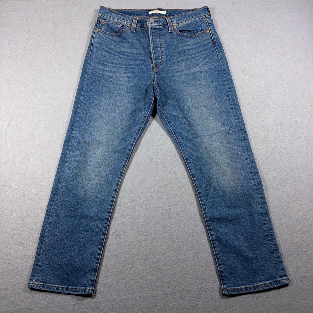 Levis Wedgie Straight Jeans Women 32 High Rise Button Fly Blue Denim Minimalist